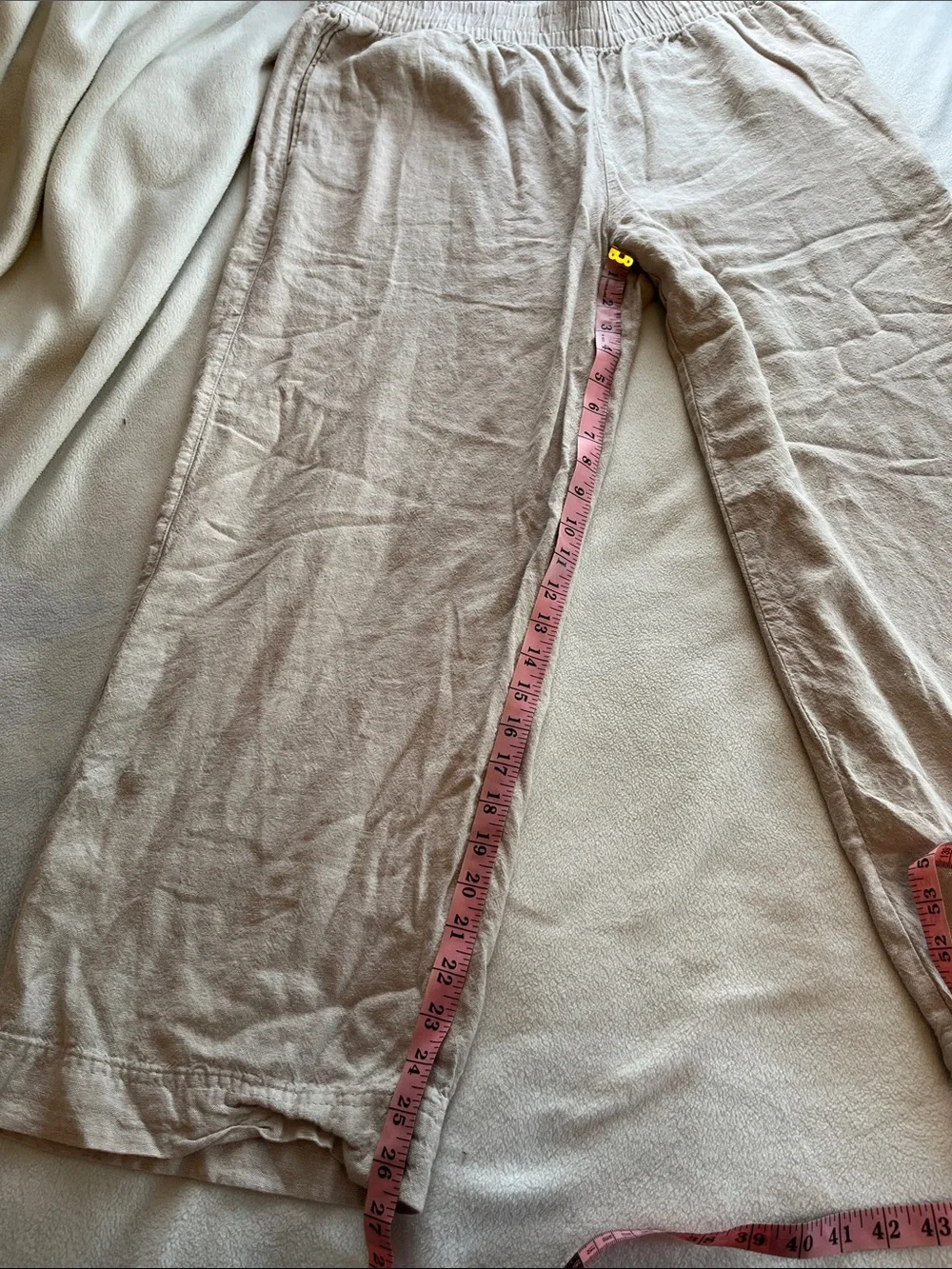 Old Navy Beige Elastic-Waist Linen-Blend Chinos